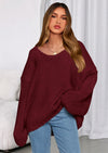 PRETTYGARDEN Women's Fall Oversized Sweaters Long Sleeve V Neck Dressy Casual Chunky Knit Loose Pullover Tops Winter Clothing