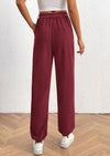 Elastic High Waisted Work Office Corduroy Casual Pants with Pockets