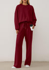PRETTYGARDEN 2 Piece Sets For Women Fall Trendy Long Sleeve Sweatshirt Wide Leg Pants Loungewear Set Matching Sweatsuit