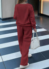 PRETTYGARDEN Casual Winter Two Piece Sets for Women V Neck Sweatshirt Loose Wide Leg Pants Tracksuit Knit Fall Outfits
