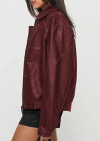 PRETTYGARDEN Faux Leather Jacket Women Bomber Motorcycle Zip Up Jackets Oversized Fall Fashion Outfits Winter Coats