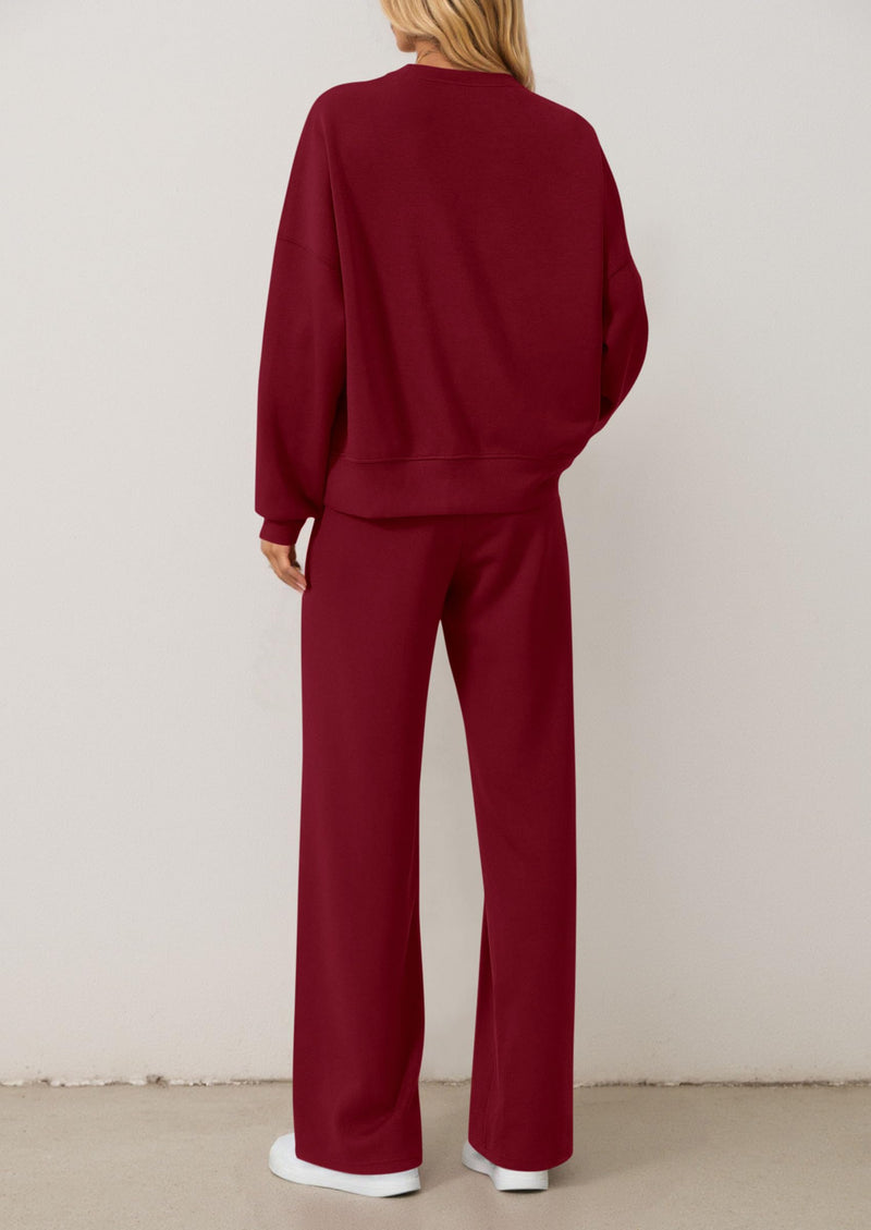 PRETTYGARDEN 2 Piece Sets For Women Fall Trendy Long Sleeve Sweatshirt Wide Leg Pants Loungewear Set Matching Sweatsuit