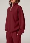 PRETTYGARDEN Womens Casual Two Piece Sets Fall Outfits Quarter Zip Sweatshirts Straight Leg Pants Sweatsuits Tracksuit