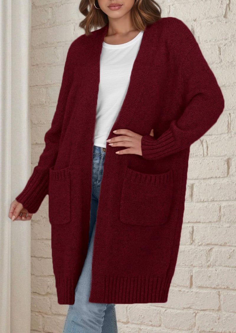 PRETTYGARDEN Fall Long Sleeve Cardigan Sweaters for Women Trendy Winter Open Front Loose Knitted Cardigans with Pockets