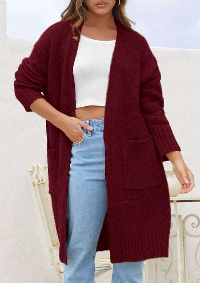 PRETTYGARDEN Fall Long Sleeve Cardigan Sweaters for Women Trendy Winter Open Front Loose Knitted Cardigans with Pockets