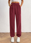 Elastic High Waisted Work Office Corduroy Casual Pants with Pockets