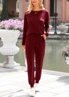 PRETTYGARDEN Lounge Outfit Long Sleeve Crewneck Pullover Tops High Waisted Pants Set Tracksuit