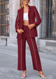 Business Casual Jacket Wide Leg Pants 2 Piece Blazer Sets