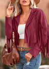 PRETTYGARDEN Women's Fringe Faux Suede Leather Jackets Fashion Tassel Motorcycle Cropped Coats
