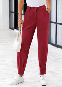 Summer High Waisted Ankle Length Trouser Slacks With Pockets