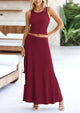 Casual Knit Cropped Tank Top High Waisted Skirt 2 Piece Sets