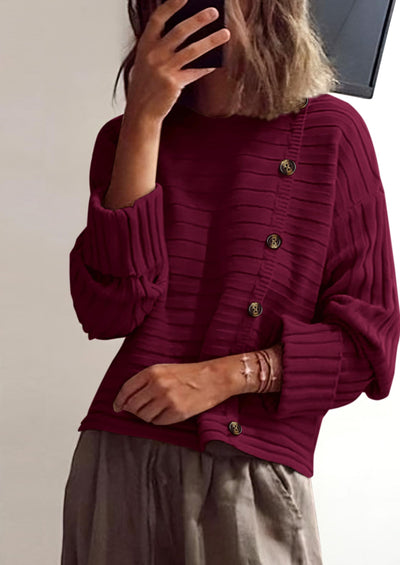 PRETTYGARDEN Womens Sweaters Fall Casual Long Sleeve Crewneck Button Loose Winter Knit Pullover Sweater Tops