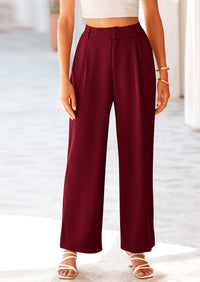 Casual Wide Leg High Elastic Waisted Long Work Pants