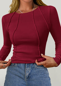 Long Sleeved Crop Exposed Casual T-Shirt