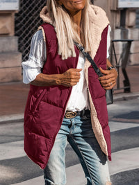 PRETTYGARDEN Womens Fall Reversible Vests Sleeveless Fleece Jacket Zip Up Hoodie Pockets Long Warm Winter Coat Outerwear