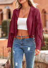 PRETTYGARDEN Women's Fringe Faux Suede Leather Jackets Fashion Tassel Motorcycle Cropped Coats