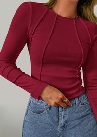 Long Sleeved Crop Exposed Casual T-Shirt