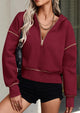 Long Sleeve Half Zip Cropped Pullover Hoodies