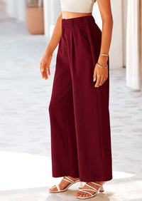Casual Wide Leg High Elastic Waisted Long Work Pants