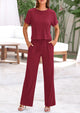 Short Sleeve T-Shirt Wide Leg Pants Two Piece Sets