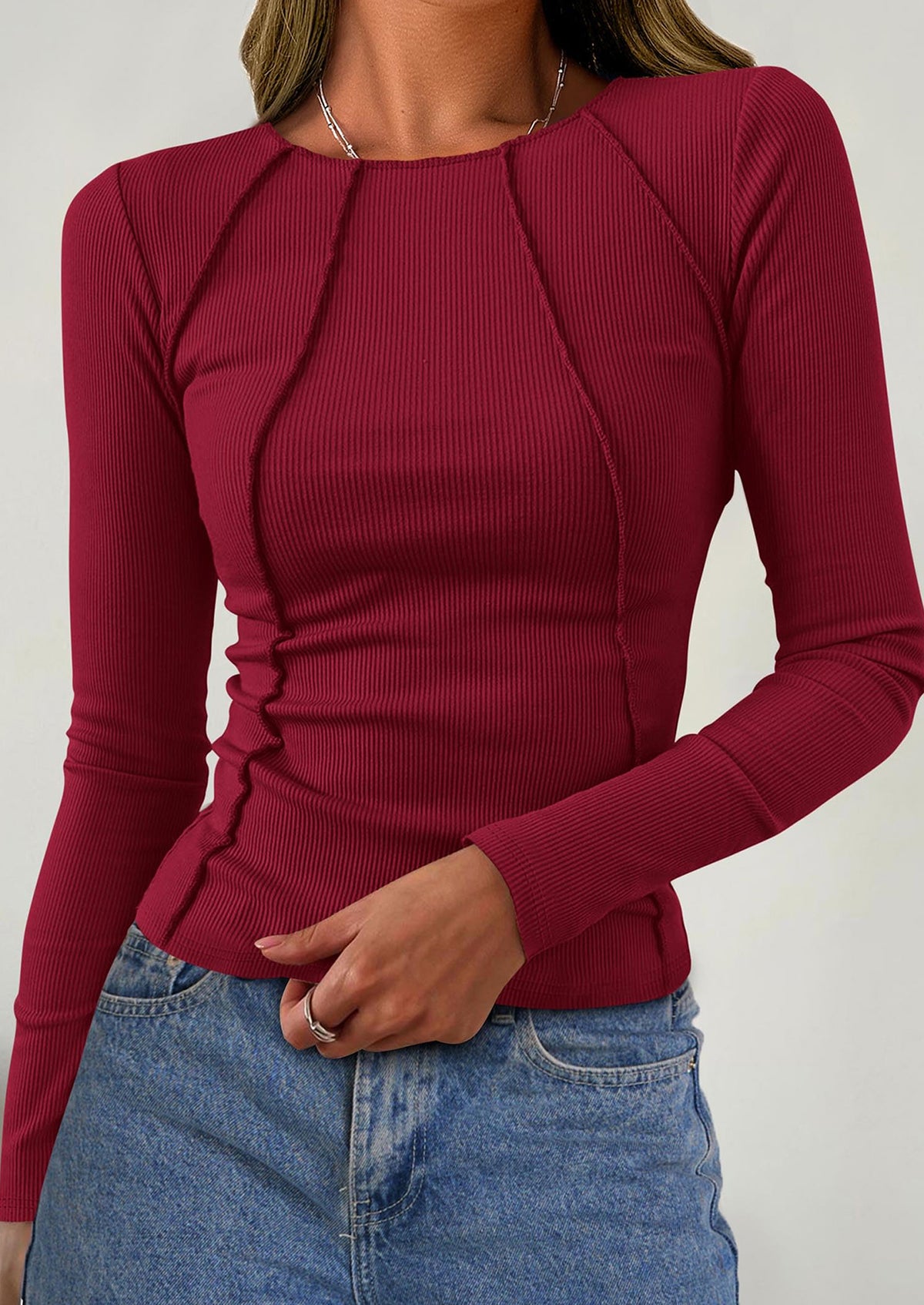 Long Sleeved Crop Exposed Casual T-Shirt