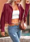 PRETTYGARDEN Women's Fringe Faux Suede Leather Jackets Fashion Tassel Motorcycle Cropped Coats