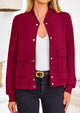 Casual Long Sleeve Button up Lightweight Varsity Bomber Jackets