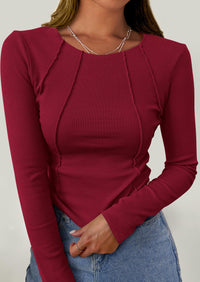 Long Sleeved Crop Exposed Casual T-Shirt