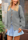 PRETTYGARDEN Women's Tie Front Bow Cardigan Sweaters Chunky Knit Long Puff Sleeve Trendy Fall Winter Jacket Coats