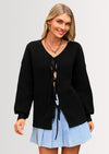 PRETTYGARDEN Women's Tie Front Bow Cardigan Sweaters Chunky Knit Long Puff Sleeve Trendy Fall Winter Jacket Coats