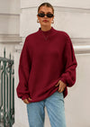 PRETTYGARDEN Women's Fall Oversized Sweaters Chunky Knit Mock Neck Long Sleeve Casual Trendy Pullover Winter Clothes PRETTYGARDEN