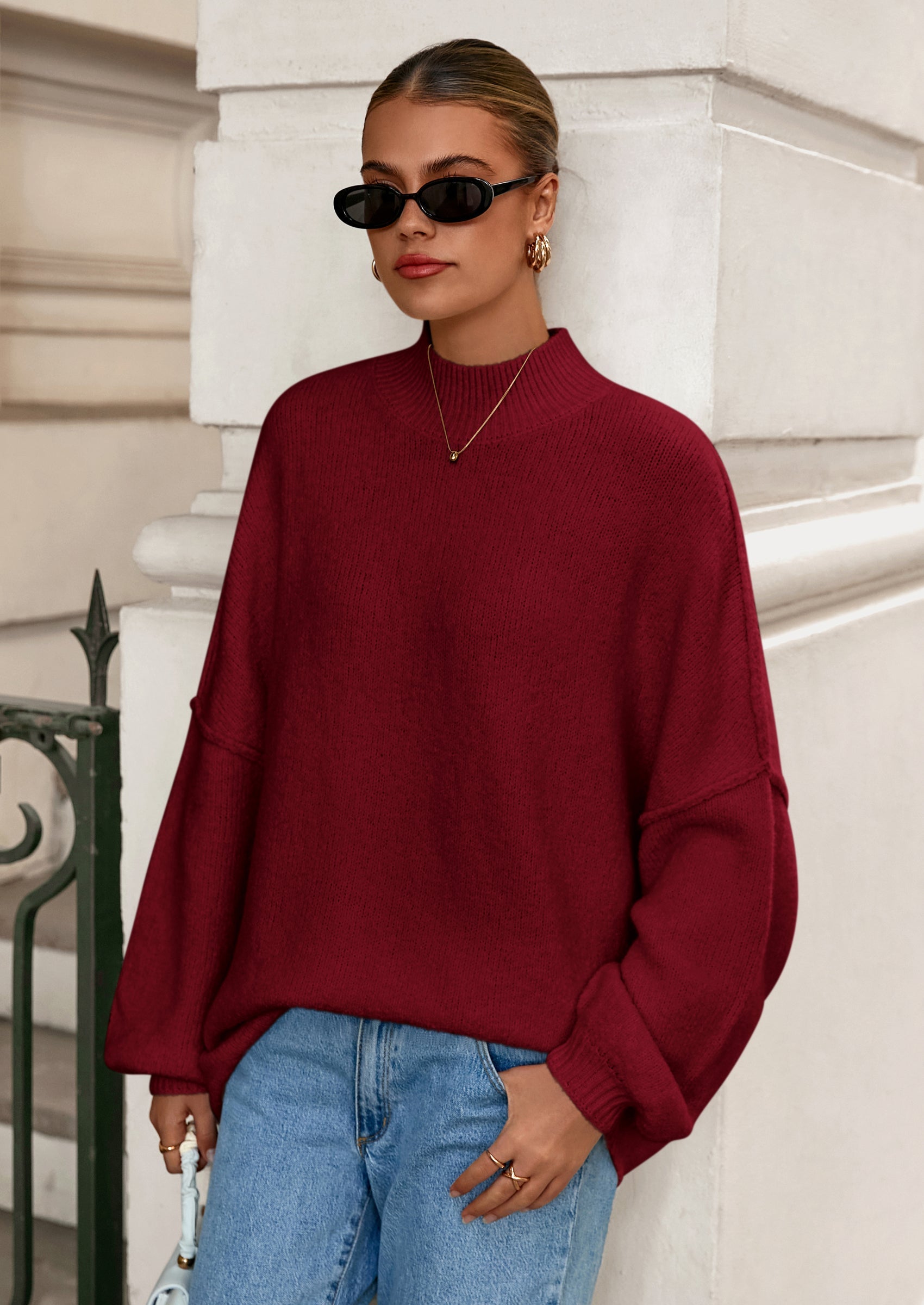 PRETTYGARDEN Women's Fall Oversized Sweaters Chunky Knit Mock Neck Long Sleeve Casual Trendy Pullover Winter Clothes PRETTYGARDEN