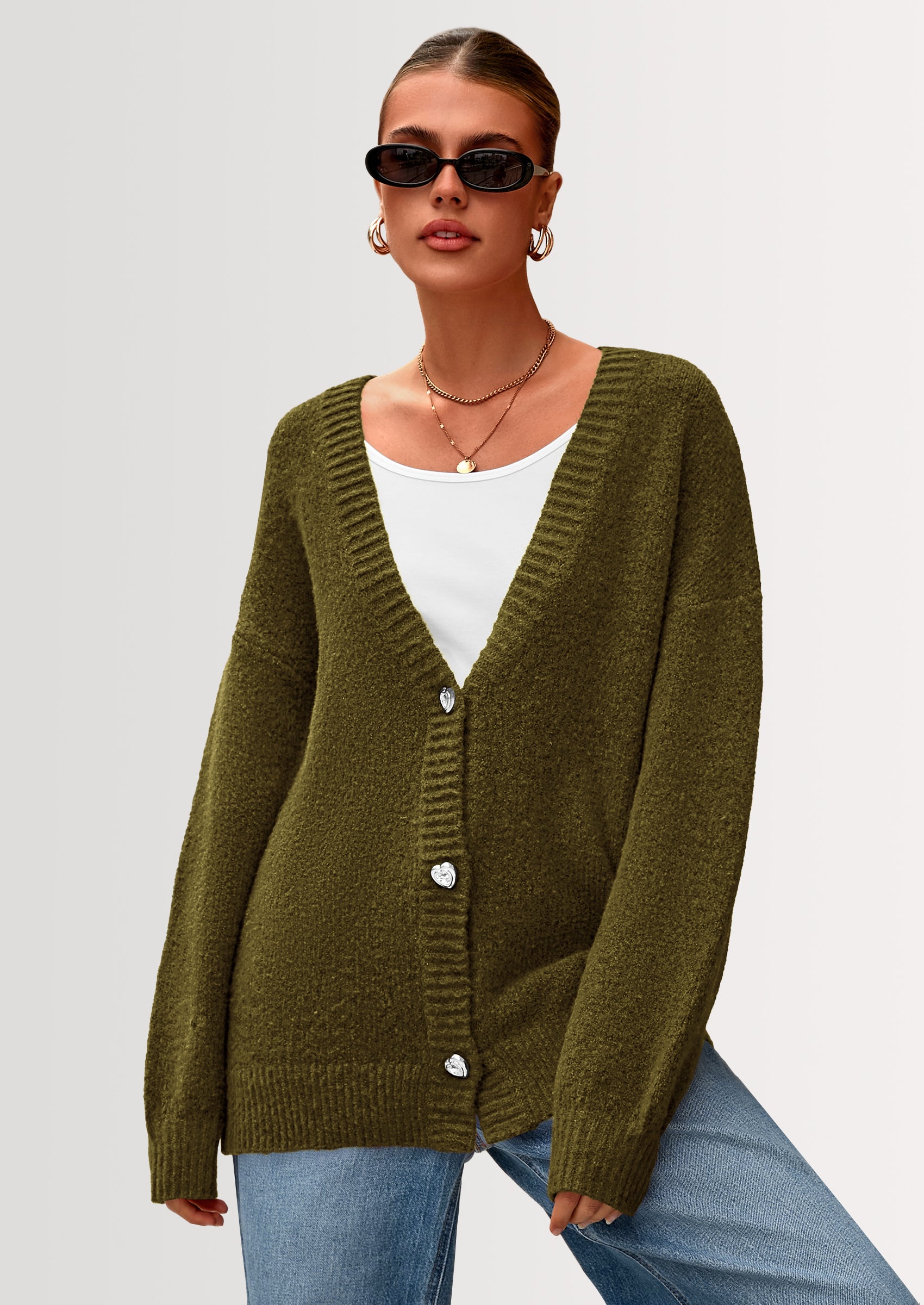 PRETTYGARDEN Cardigan Sweaters for Women Trendy Fall Long Sleeve Button Down Oversized Chunky Knit Sweater Outerwear