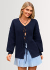 PRETTYGARDEN Women's Tie Front Bow Cardigan Sweaters Chunky Knit Long Puff Sleeve Trendy Fall Winter Jacket Coats