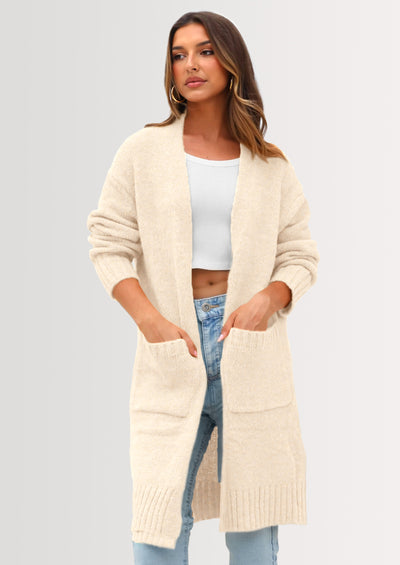 PRETTYGARDEN Fall Long Sleeve Cardigan Sweaters for Women Trendy Winter Open Front Loose Knitted Cardigans with Pockets