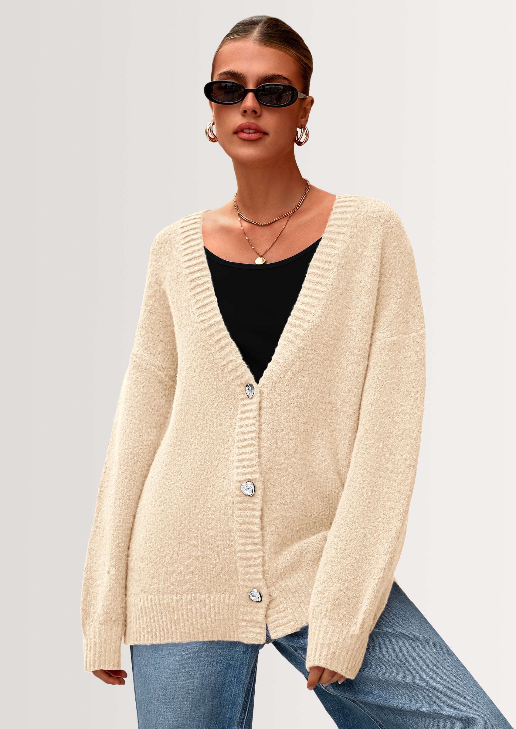 PRETTYGARDEN Cardigan Sweaters for Women Trendy Fall Long Sleeve Button Down Oversized Chunky Knit Sweater Outerwear