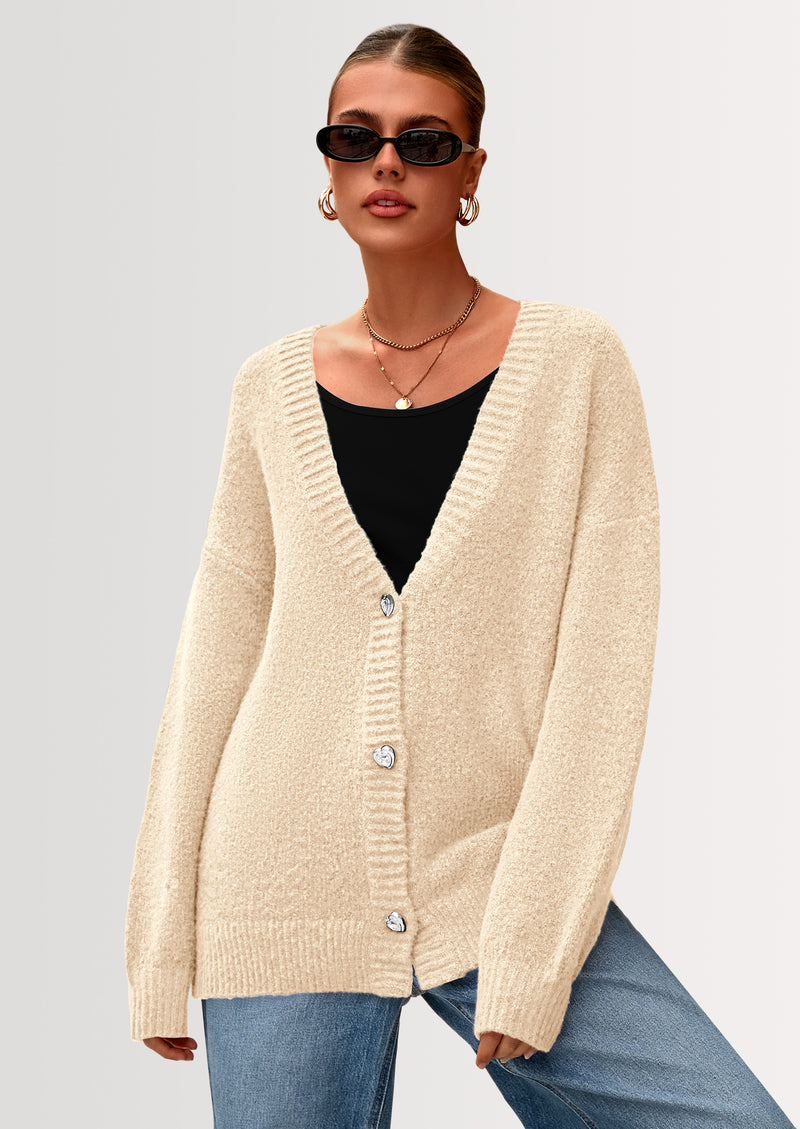 PRETTYGARDEN Cardigan Sweaters for Women Trendy Fall Long Sleeve Button Down Oversized Chunky Knit Sweater Outerwear