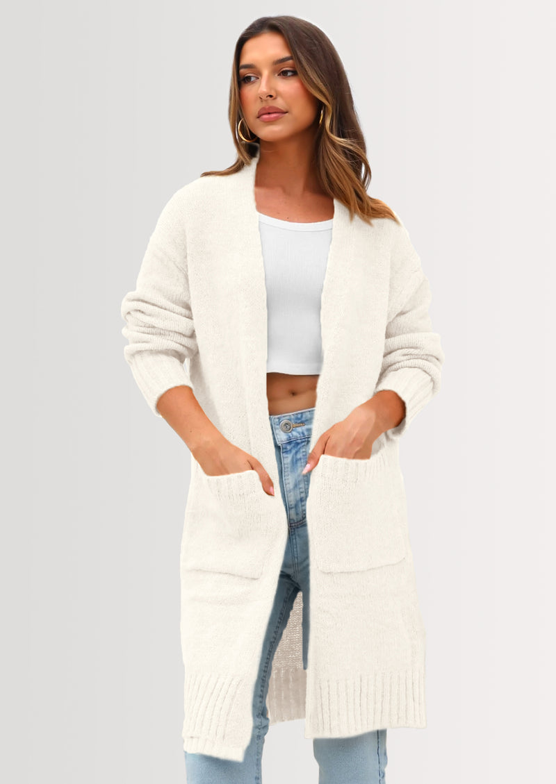 PRETTYGARDEN Fall Long Sleeve Cardigan Sweaters for Women Trendy Winter Open Front Loose Knitted Cardigans with Pockets