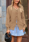 PRETTYGARDEN Women's Tie Front Bow Cardigan Sweaters Chunky Knit Long Puff Sleeve Trendy Fall Winter Jacket Coats