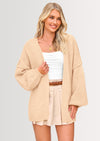 PRETTYGARDEN Womens Oversized Cardigan Sweaters Fall Long Lantern Sleeve Knit Open Front Lightweight Sweater