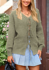 PRETTYGARDEN Women's Tie Front Bow Cardigan Sweaters Chunky Knit Long Puff Sleeve Trendy Fall Winter Jacket Coats