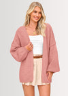 PRETTYGARDEN Womens Oversized Cardigan Sweaters Fall Long Lantern Sleeve Knit Open Front Lightweight Sweater