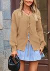PRETTYGARDEN Women's Tie Front Bow Cardigan Sweaters Chunky Knit Long Puff Sleeve Trendy Fall Winter Jacket Coats