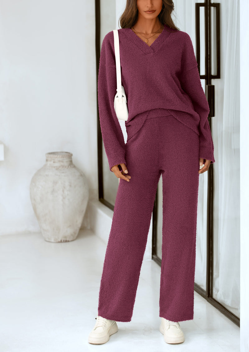 PRETTYGARDEN Lounge Sets for Women Two Piece Sweaters Pajama Set Fall Fashion Loungewear Outfits Matching Winter Clothes