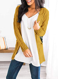 PRETTYGARDEN Women's Open Front Cardigan Sweaters Fall Fashion Button Down Cable Knit Chunky Winter Outerwear Coats