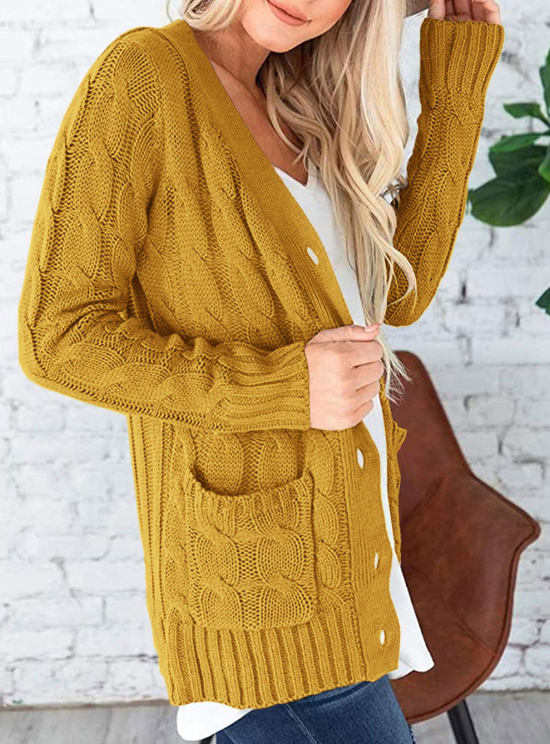 PRETTYGARDEN Women's Open Front Cardigan Sweaters Fall Fashion Button Down Cable Knit Chunky Winter Outerwear Coats