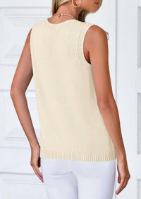 Sleeveless Button Down Business Casual Knit Tank Tops
