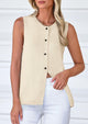 Sleeveless Button Down Business Casual Knit Tank Tops