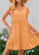 Casual Cap Sleeve V Neck Tiered Ruffle Swing A Line Dresses