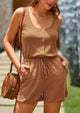 Sleeveless Short Set Button Down Jumpsuits